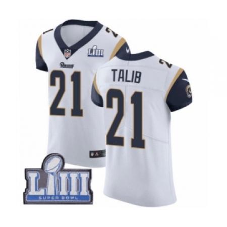 Men's Nike Los Angeles Rams #21 Aqib Talib White Vapor Untouchable Elite Player Super Bowl LIII Bound NFL JerseyLIII Bound NFL J