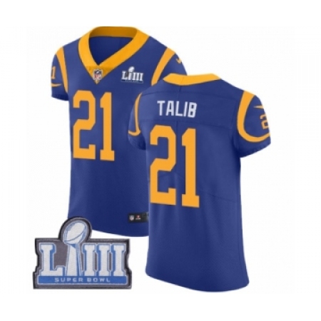 Men's Nike Los Angeles Rams #21 Aqib Talib Royal Blue Alternate Vapor Untouchable Elite Player Super Bowl LIII Bound NFL Jersey