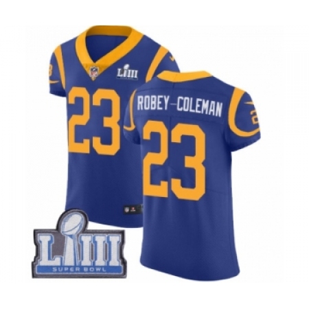 Men's Nike Los Angeles Rams #23 Nickell Robey-Coleman Royal Blue Alternate Vapor Untouchable Elite Player Super Bowl LIII Bound 