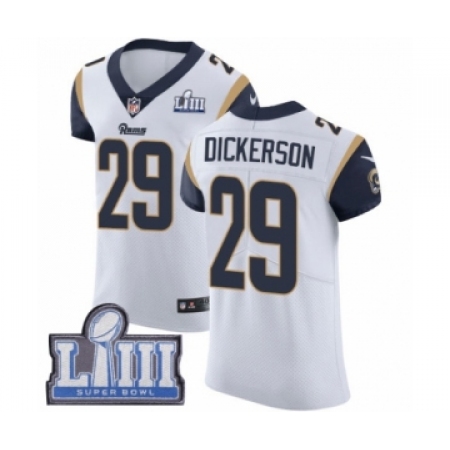 Men's Nike Los Angeles Rams #29 Eric Dickerson White Vapor Untouchable Elite Player Super Bowl LIII Bound NFL Jersey