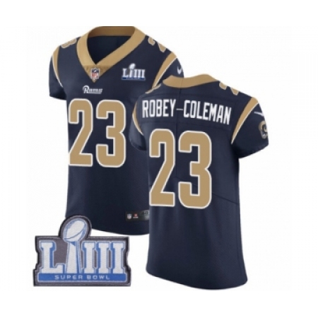 Men's Nike Los Angeles Rams #23 Nickell Robey-Coleman Navy Blue Team Color Vapor Untouchable Elite Player Super Bowl LIII Bound 