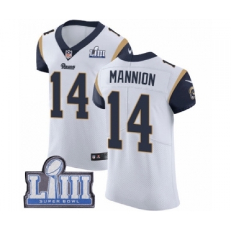 Men's Nike Los Angeles Rams #14 Sean Mannion White Vapor Untouchable Elite Player Super Bowl LIII Bound NFL Jersey