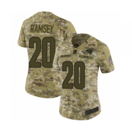 Women's Los Angeles Rams #20 Jalen Ramsey Limited Camo 2018 Salute to Service Football Jersey