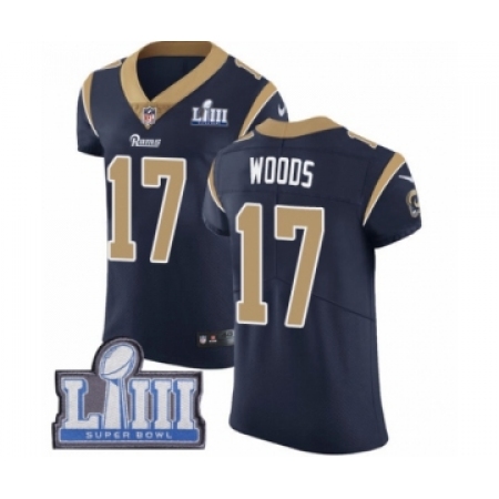 Men's Nike Los Angeles Rams #17 Robert Woods Navy Blue Team Color Vapor Untouchable Elite Player Super Bowl LIII Bound NFL Jerse