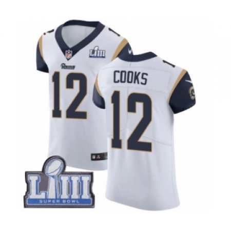 Men's Nike Los Angeles Rams #12 Brandin Cooks White Vapor Untouchable Elite Player Super Bowl LIII Bound NFL Jersey
