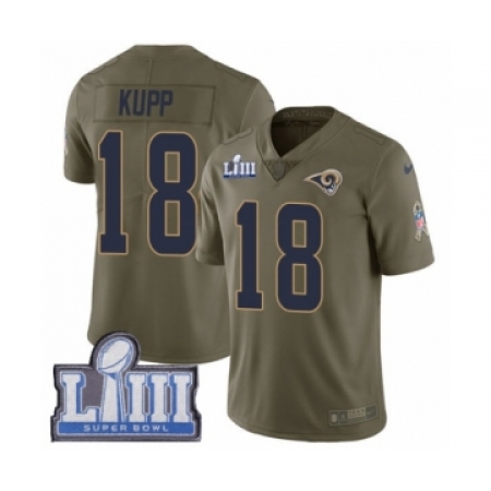 Men's Nike Los Angeles Rams #18 Cooper Kupp Limited Olive 2017 Salute to Service Super Bowl LIII Bound NFL Jersey