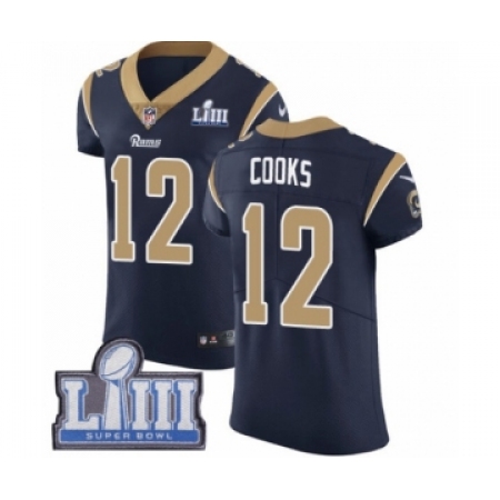 Men's Nike Los Angeles Rams #12 Brandin Cooks Navy Blue Team Color Vapor Untouchable Elite Player Super Bowl LIII Bound NFL Jers
