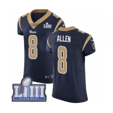 Men's Nike Los Angeles Rams #8 Brandon Allen Navy Blue Team Color Vapor Untouchable Elite Player Super Bowl LIII Bound NFL Jerse