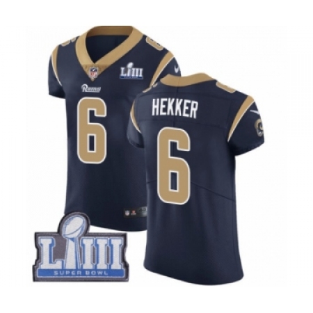 Men's Nike Los Angeles Rams #6 Johnny Hekker Navy Blue Team Color Vapor Untouchable Elite Player Super Bowl LIII Bound NFL Je