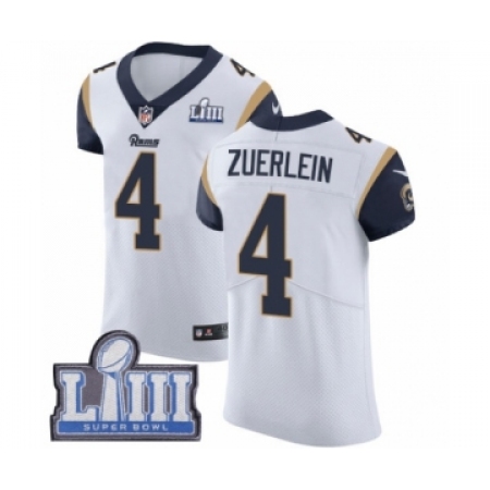 Men's Nike Los Angeles Rams #4 Greg Zuerlein White Vapor Untouchable Elite Player Super Bowl LIII Bound NFL Jersey