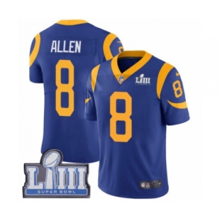 Men's Nike Los Angeles Rams #8 Brandon Allen Royal Blue Alternate Vapor Untouchable Limited Player Super Bowl LIII Bound NFL Jer