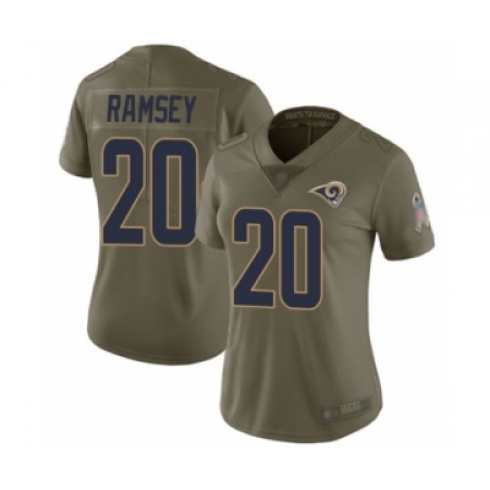 Women's Los Angeles Rams #20 Jalen Ramsey Limited Olive 2017 Salute to Service Football Jersey