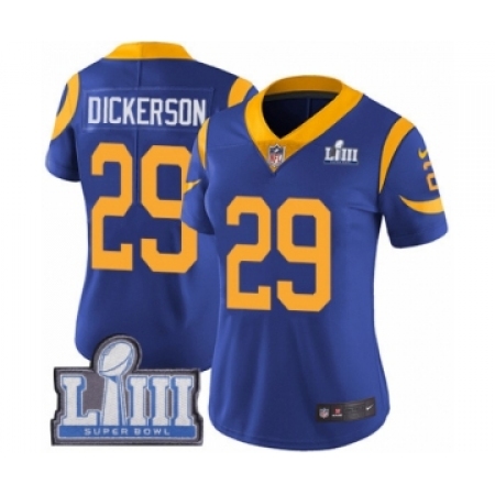 Women's Nike Los Angeles Rams #29 Eric Dickerson Royal Blue Alternate Vapor Untouchable Limited Player Super Bowl LIII Bound NFL