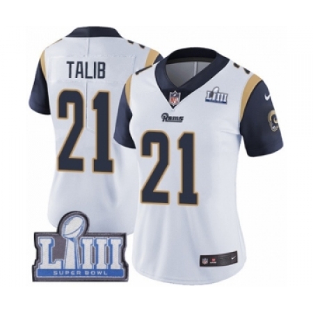 Women's Nike Los Angeles Rams #21 Aqib Talib White Vapor Untouchable Limited Player Super Bowl LIII Bound NFL Jers
