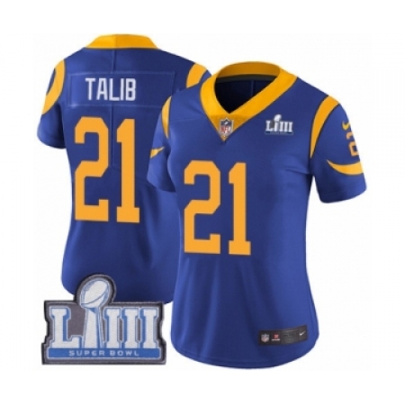 Women's Nike Los Angeles Rams #21 Aqib Talib Royal Blue Alternate Vapor Untouchable Limited Player Super Bowl LIII Bound NFL Jer