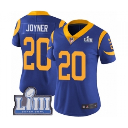 Women's Nike Los Angeles Rams #20 Lamarcus Joyner Royal Blue Alternate Vapor Untouchable Limited Player Super Bowl LIII Bound NF
