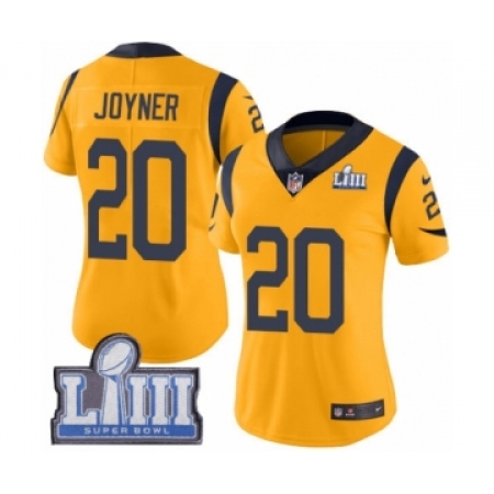 Women's Nike Los Angeles Rams #20 Lamarcus Joyner Limited Gold Rush Vapor Untouchable Super Bowl LIII Bound NFL Jersey