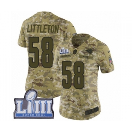 Women's Nike Los Angeles Rams #58 Cory Littleton Limited Camo 2018 Salute to Service Super Bowl LIII Bound NFL Jersey
