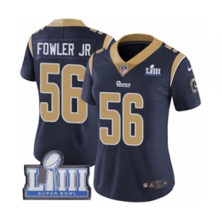 Women's Nike Los Angeles Rams #56 Dante Fowler Jr Navy Blue Team Color Vapor Untouchable Limited Player Super Bowl LIII Bound NF