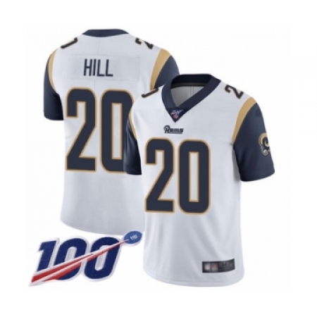 Men's Los Angeles Rams #20 Troy Hill White Vapor Untouchable Limited Player 100th Season Football Jersey