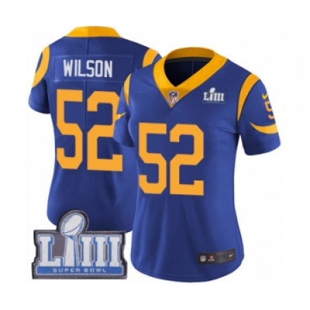 Women's Nike Los Angeles Rams #52 Ramik Wilson Royal Blue Alternate Vapor Untouchable Limited Player Super Bowl LIII Bound NFL J