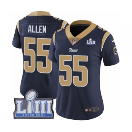 Women's Nike Los Angeles Rams #55 Brian Allen Navy Blue Team Color Vapor Untouchable Limited Player Super Bowl LIII Bound NFL Je