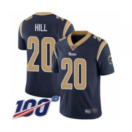 Men's Los Angeles Rams #20 Troy Hill Navy Blue Team Color Vapor Untouchable Limited Player 100th Season Football Jersey