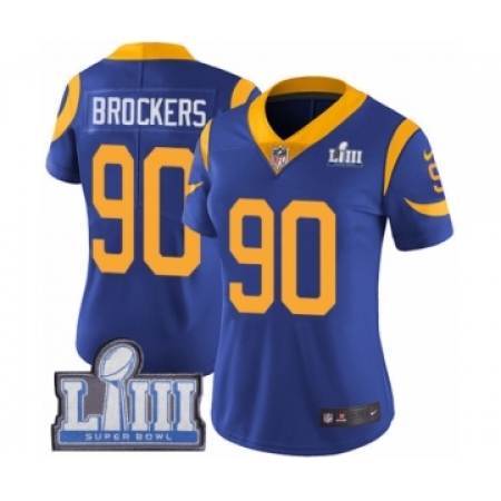 Women's Nike Los Angeles Rams #90 Michael Brockers Royal Blue Alternate Vapor Untouchable Limited Player Super Bowl LIII Bound N