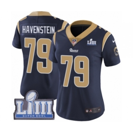 Women's Nike Los Angeles Rams #79 Rob Havenstein Navy Blue Team Color Vapor Untouchable Limited Player Super Bowl LIII Bound NFL