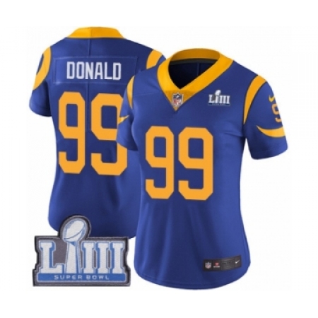 Women's Nike Los Angeles Rams #99 Aaron Donald Royal Blue Alternate Vapor Untouchable Limited Player Super Bowl LIII Bound NFL J