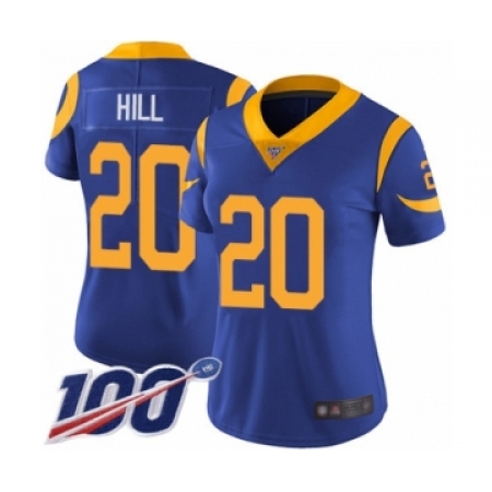 Women's Los Angeles Rams #20 Troy Hill Royal Blue Alternate Vapor Untouchable Limited Player 100th Season Football Jersey