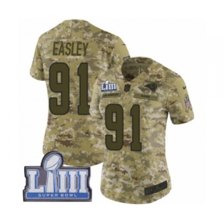 Women's Nike Los Angeles Rams #91 Dominique Easley Limited Camo 2018 Salute to Service Super Bowl LIII Bound NFL Jersey