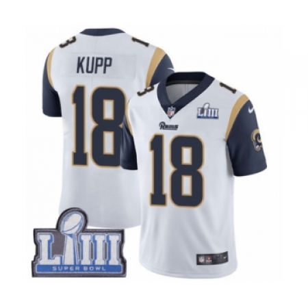 Youth Nike Los Angeles Rams #18 Cooper Kupp White Vapor Untouchable Limited Player Super Bowl LIII Bound NFL Jersey