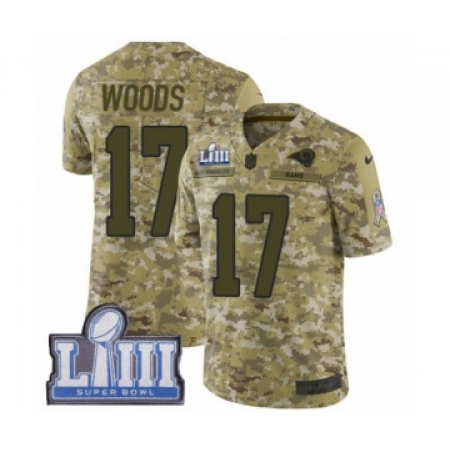 Youth Nike Los Angeles Rams #17 Robert Woods Limited Camo 2018 Salute to Service Super Bowl LIII Bound NFL Jersey