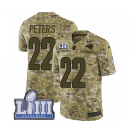 Youth Nike Los Angeles Rams #22 Marcus Peters Limited Camo 2018 Salute to Service Super Bowl LIII Bound NFL Jersey