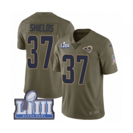Youth Nike Los Angeles Rams #37 Sam Shields Limited Olive 2017 Salute to Service Super Bowl LIII Bound NFL Jersey