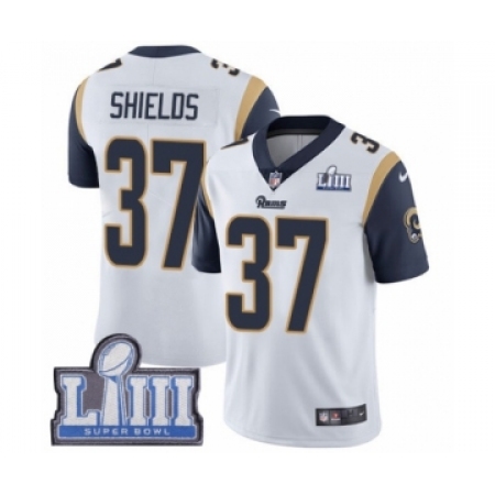 Youth Nike Los Angeles Rams #37 Sam Shields White Vapor Untouchable Limited Player Super Bowl LIII Bound NFL Jersey