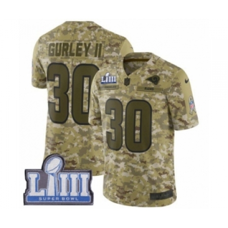 Youth Nike Los Angeles Rams #30 Todd Gurley Limited Camo 2018 Salute to Service Super Bowl LIII Bound NFL Jersey