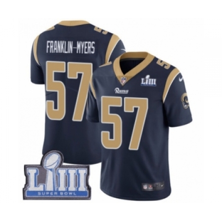 Youth Nike Los Angeles Rams #57 John Franklin-Myers Navy Blue Team Color Vapor Untouchable Limited Player Super Bowl LIII Bound 