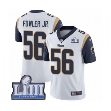 Youth Nike Los Angeles Rams #56 Dante Fowler Jr White Vapor Untouchable Limited Player Super Bowl LIII Bound NFL Jersey