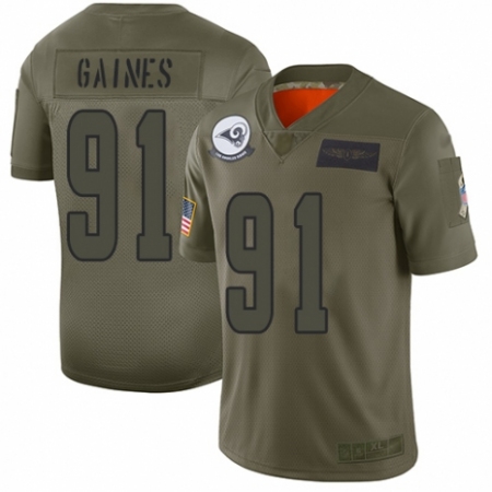 Men's Los Angeles Rams #91 Greg Gaines Limited Camo 2019 Salute to Service Football Jersey