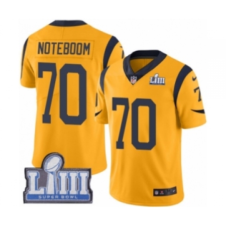 Youth Nike Los Angeles Rams #70 Joseph Noteboom Limited Gold Rush Vapor Untouchable Super Bowl LIII Bound NFL Jersey