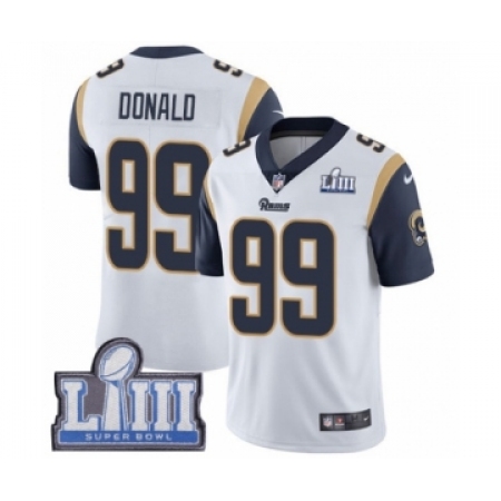 Youth Nike Los Angeles Rams #99 Aaron Donald White Vapor Untouchable Limited Player Super Bowl LIII Bound NFL Jersey