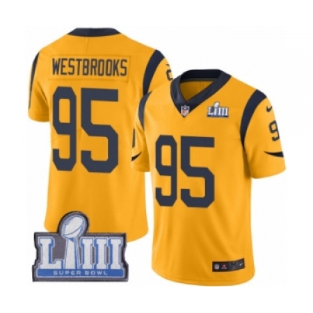 Youth Nike Los Angeles Rams #95 Ethan Westbrooks Limited Gold Rush Vapor Untouchable Super Bowl LIII Bound NFL Jersey