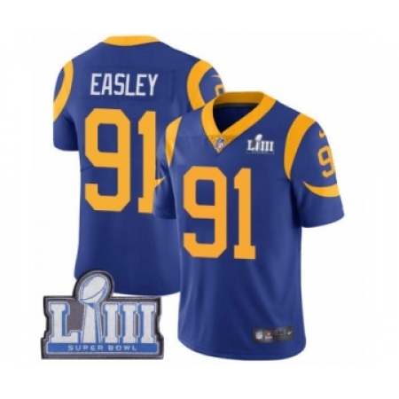 Youth Nike Los Angeles Rams #91 Dominique Easley Royal Blue Alternate Vapor Untouchable Limited Player Super Bowl LIII Bound NFL
