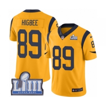 Youth Nike Los Angeles Rams #89 Tyler Higbee Limited Gold Rush Vapor Untouchable Super Bowl LIII Bound NFL Jers