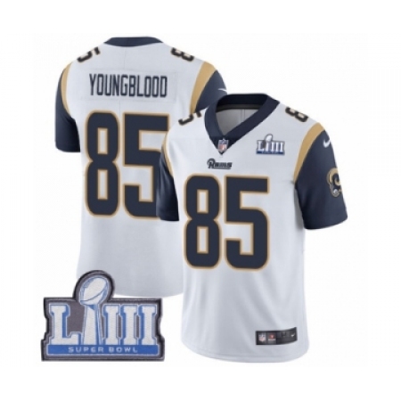 Youth Nike Los Angeles Rams #85 Jack Youngblood White Vapor Untouchable Limited Player Super Bowl LIII Bound NFL Jersey