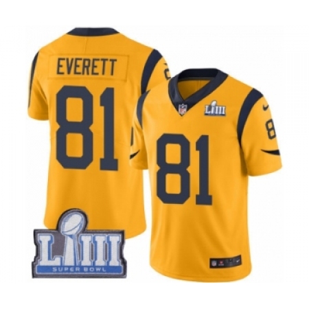 Men's Nike Los Angeles Rams #81 Gerald Everett Limited Gold Rush Vapor Untouchable Super Bowl LIII Bound NFL Jersey