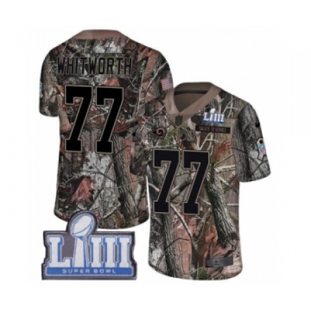 Men's Nike Los Angeles Rams #77 Andrew Whitworth Camo Rush Realtree Limited Super Bowl LIII Bound NFL Jersey