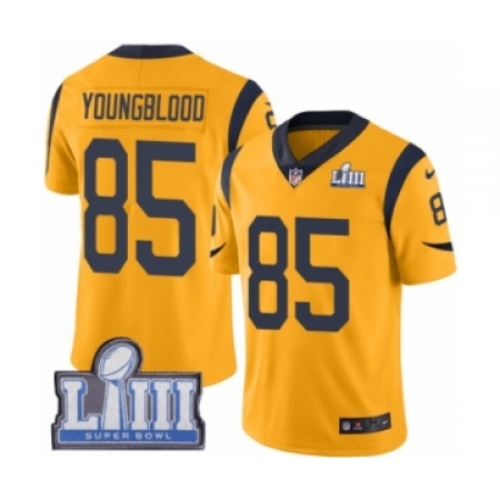 Men's Nike Los Angeles Rams #85 Jack Youngblood Limited Gold Rush Vapor Untouchable Super Bowl LIII Bound NFL Jersey